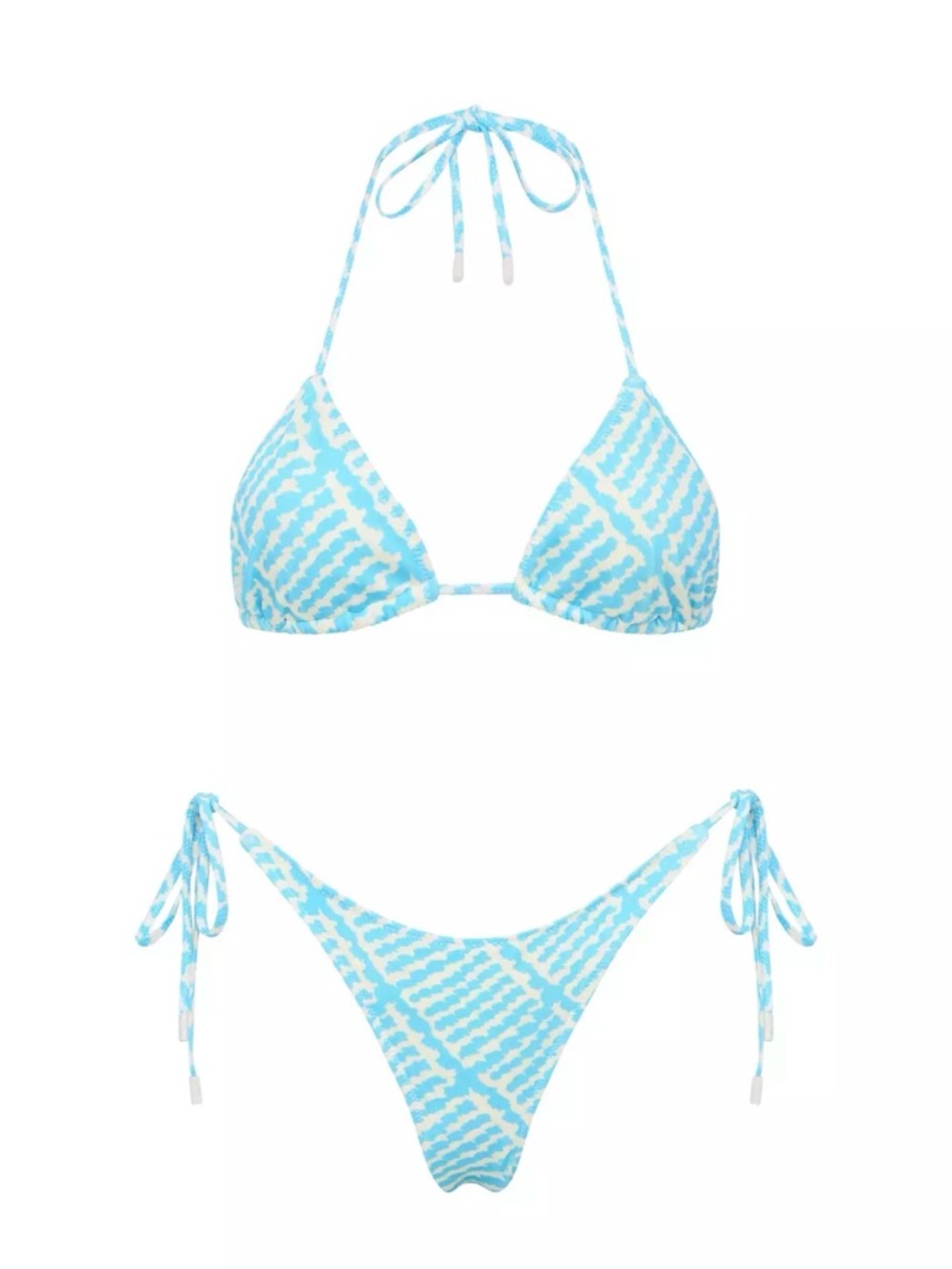 triangl swimwear Blue and White Patterned Triangle Bikini